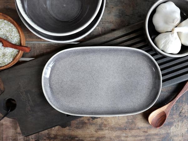 Calais Fat avlångt 25x15 cm Grå 4-pack Chic Antique