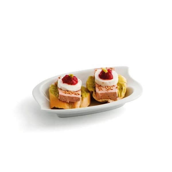 Quid Gastro Fun liten vit keramisk tallrik 15,5 x 10 cm (12 enheter) (Pack 12x)