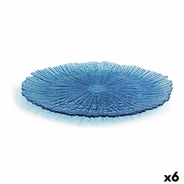 Platt tallrik Quid Mar de Viento Blått glas (Ø 32 cm) (Pack 6x)