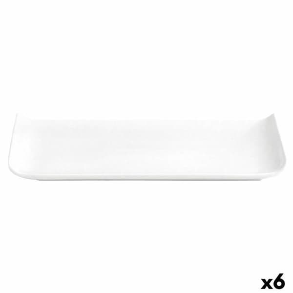 Quid Chef vit keramisk baguette tallrik (25 x 12 cm) (Pack 6x)