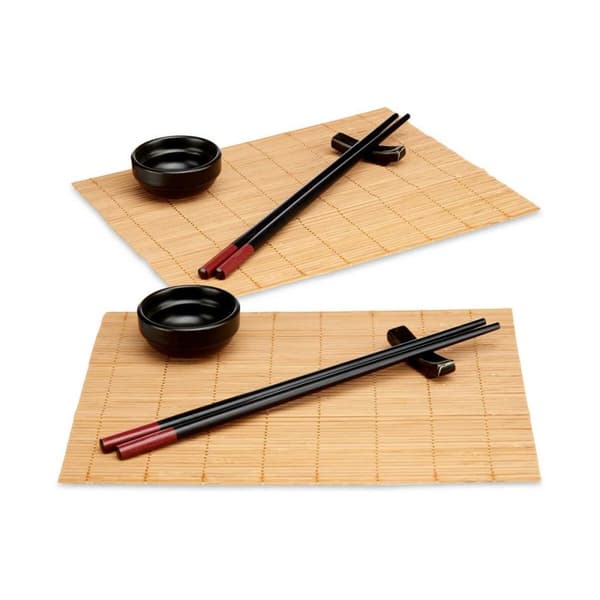 Sushiset Kinvara SJ4702 Svart Naturell Bambu Edények (8 Delar) (6 antal)