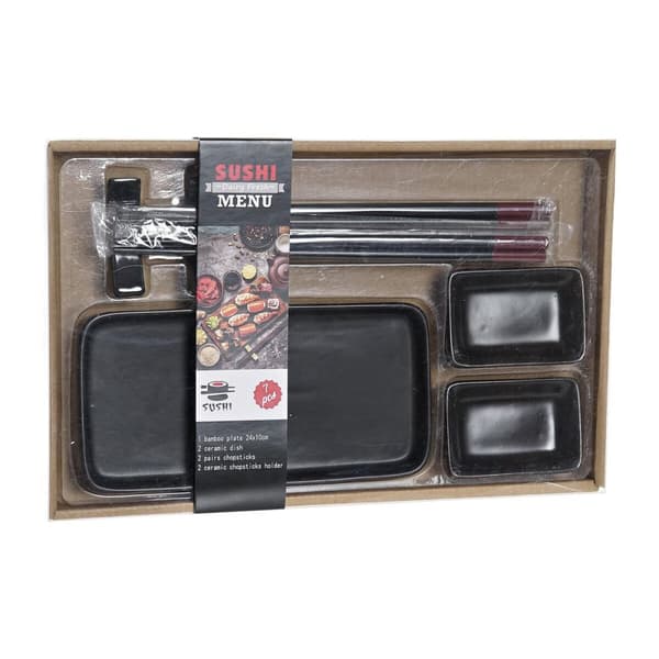 Sushiset DKD Home Decor Svart Bambu Stengods (31,3 x 19,3 x 2,7 cm)