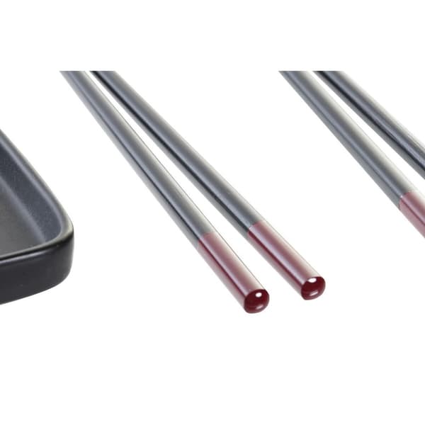 Sushi-sæt DKD Home Decor Sort Bambus Stentøj (31,3 x 19,3 x 2,7 cm)
