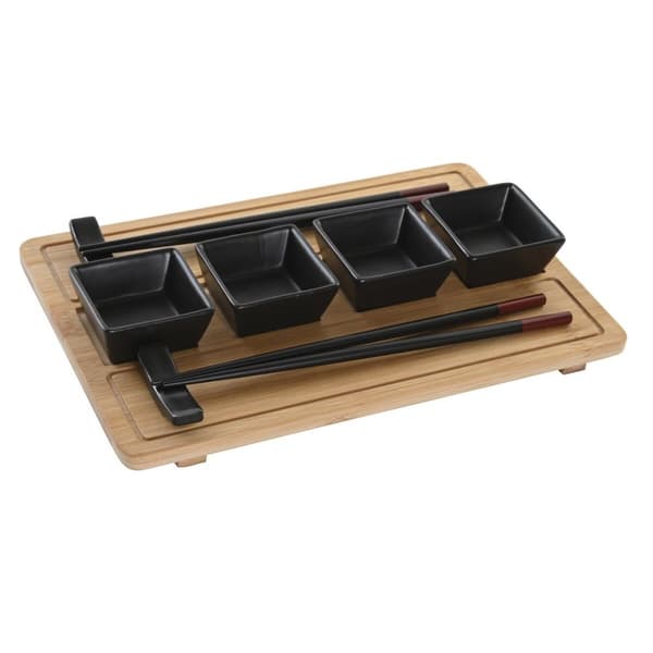 Sushisetti DKD Home Decor Luonnollinen Musta Bambu Kivitavara Itämainen