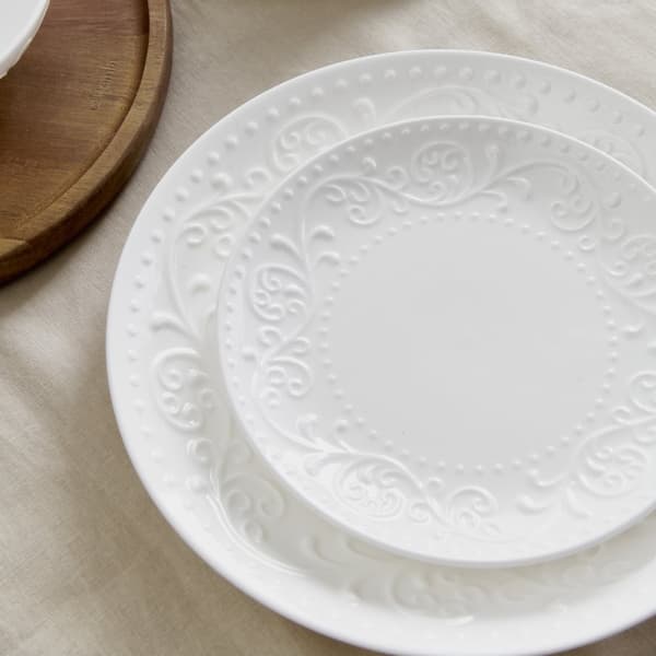 Plade | SYLIA | dessert hvid med ornament | 21 cm | 844015