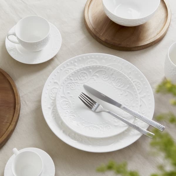 Plade | SYLIA | dessert hvid med ornament | 21 cm | 844015