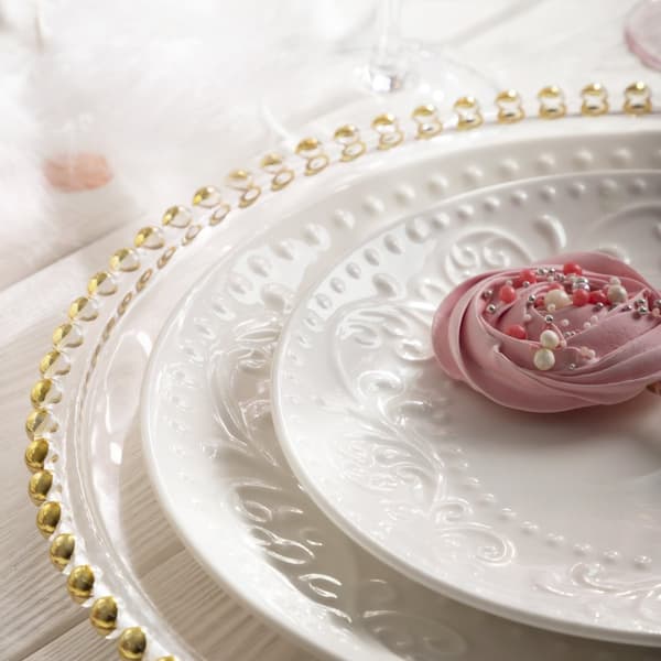 Plade | SYLIA | dessert hvid med ornament | 21 cm | 844015