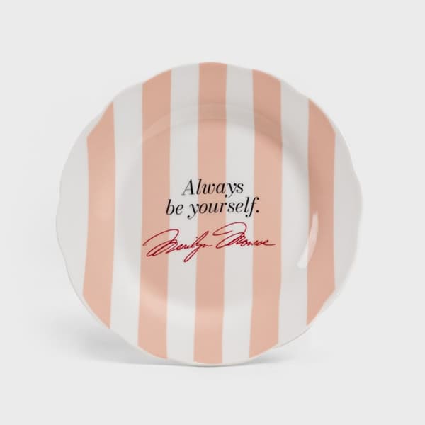 Plade | MONROE KÆRLIGHED | dessert stribet pink | 19 cm | 726897
