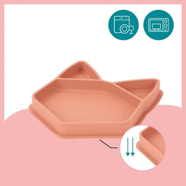 BABYMOOV ISY PLATE babyfackförsedd tallrik i mjuk och solid silikon, halkfri, diskmaskinsäker, terrakottaräv