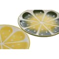 Miniatyrbild 3 av 5: Platt skål Home ESPRIT Gul Grön Stengods Citron 22,5 x 22,5 x 2,5 cm (2 antal)