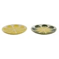 Miniatyrbillede 1 af 5: Flad Plade Home ESPRIT Gul Grøn Stentøj Citron 22,5 x 22,5 x 2,5 cm (2 enheder)