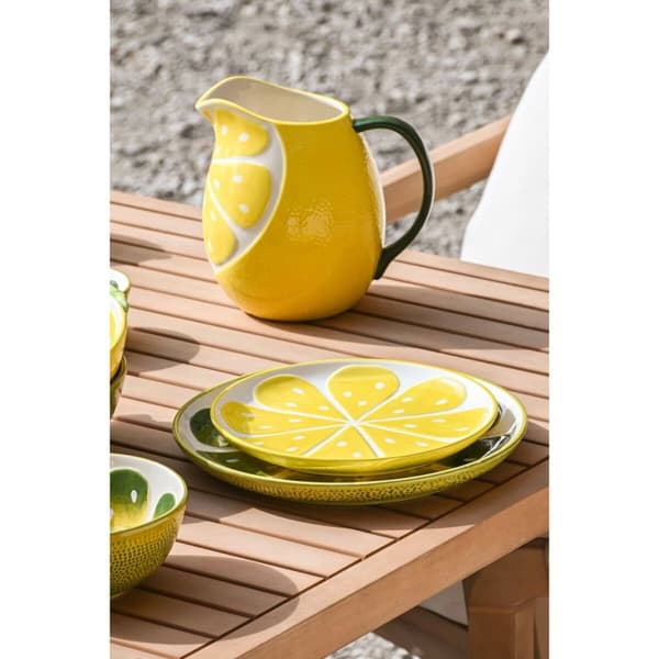 Platt skål Home ESPRIT Gul Grön Stengods Citron 22,5 x 22,5 x 2,5 cm (2 antal)