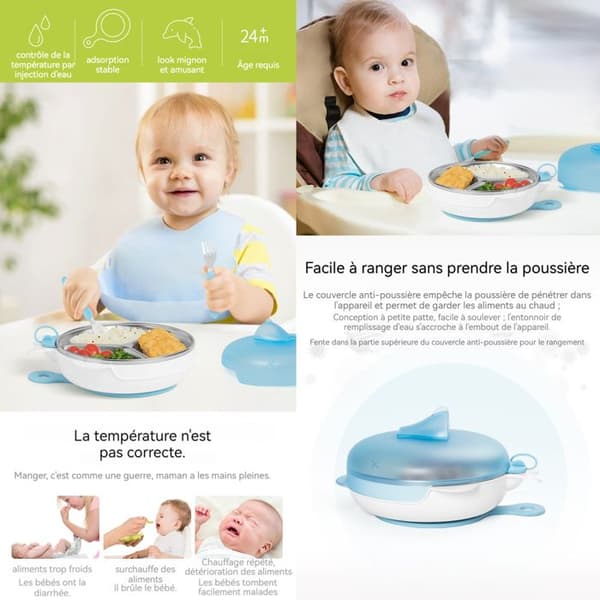 TD® Baby Värmebricka Halkfri hetvattensilikon 6 månader och uppåt Fack för matningsskålar som lär sig barn