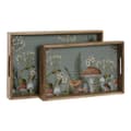 Miniatyrbild 3 av 3: Uppsättning med Brickor Home ESPRIT Blå Naturell Mangoträ 43,5 x 27 x 5,5 cm (2 antal)