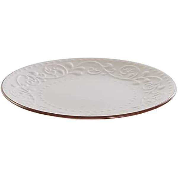 Tallrik - DKD Home Decor - S3025988 - Beige Stengods - Flerfärgad - 21 x 21 x 2,5 cm
