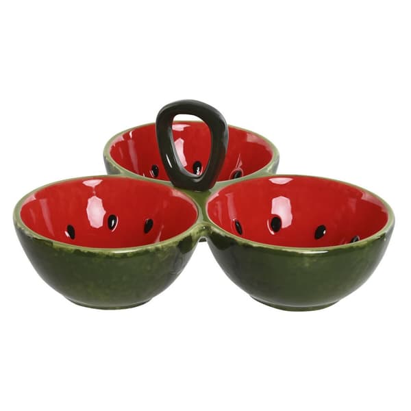 Snacksskål Home ESPRIT Röd Grön Stengods Vattenmelon 23 x 22 x 10,5 cm