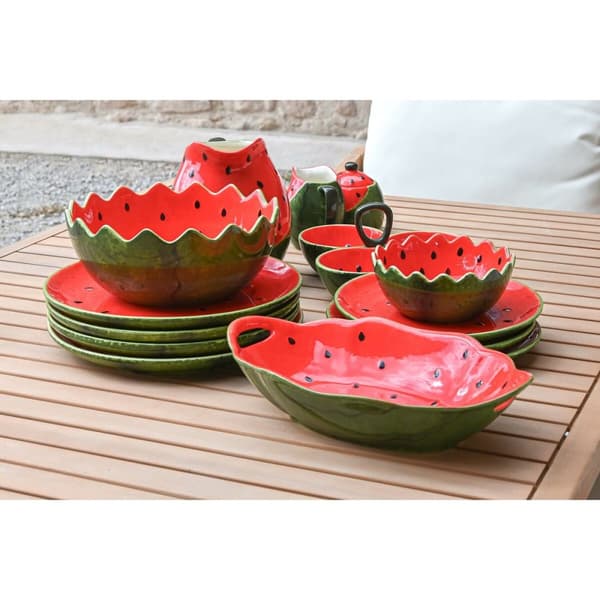 Snacksskål Home ESPRIT Röd Grön Stengods Vattenmelon 30 x 19,5 x 7,5 cm