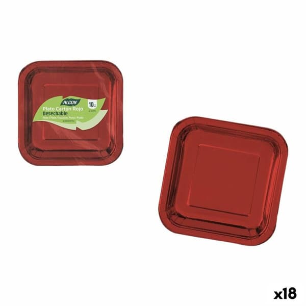 Tallriksset Algon Röd 23 cm 10 Delar (18 antal)