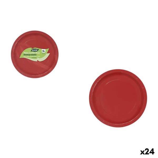 plade Algon Rød 20 cm 10 Dele (24 enheder)
