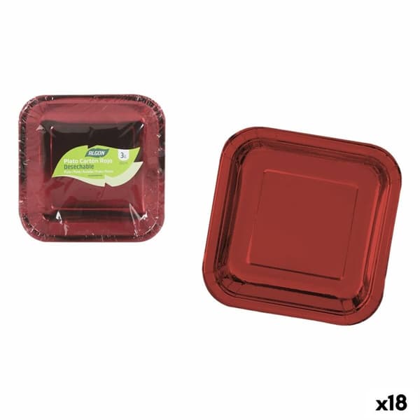Platesett Algon Rød 26 cm 3 Deler (18 enheter)