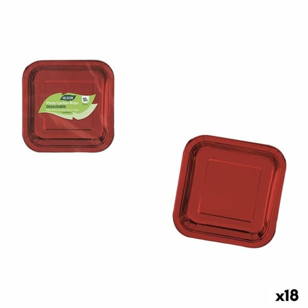 Platesett Algon Rød 20 cm 10 Deler (18 enheter)