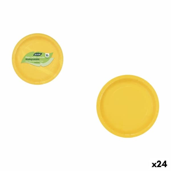 Lautassetti Algon Keltainen 20 cm 10 Kappaletta (24 osaa)