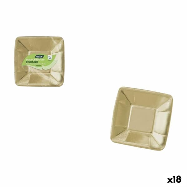 Lautassetti Algon Kullattu 18 cm 12 Kappaletta (18 osaa)