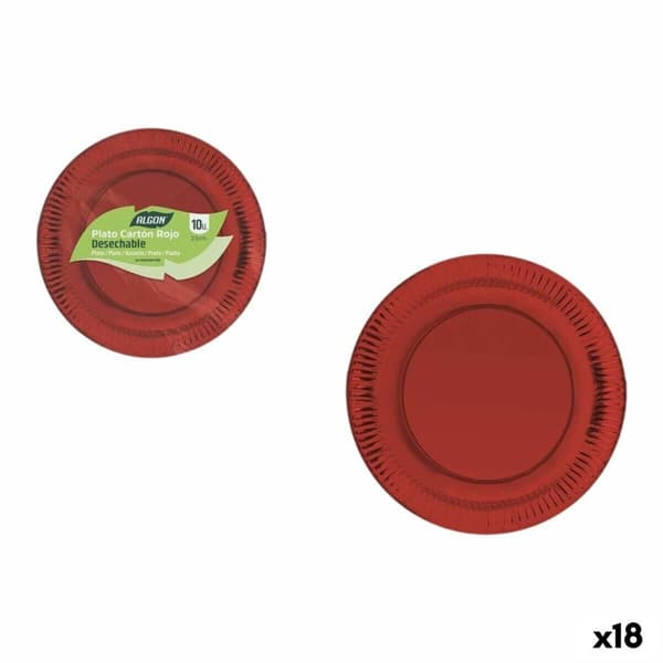plade Algon Rød 23 cm 10 Dele (18 enheder)