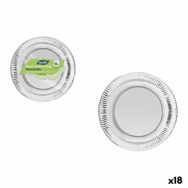 plade Algon Sølvfarvet 23 cm 10 Dele (18 enheder)
