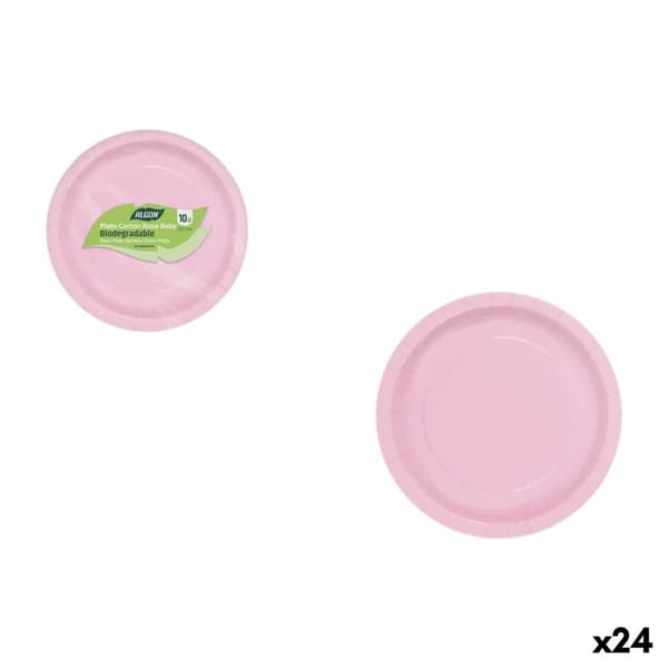 Platesett Algon Rosa 20 cm 10 Deler (24 enheter)