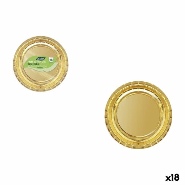 Platesett Algon Gyllen 20 cm 10 Deler (18 enheter)
