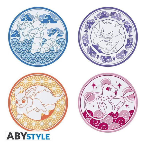 Set med 4 Tallrikar - Pokemon - Japanskt Stil