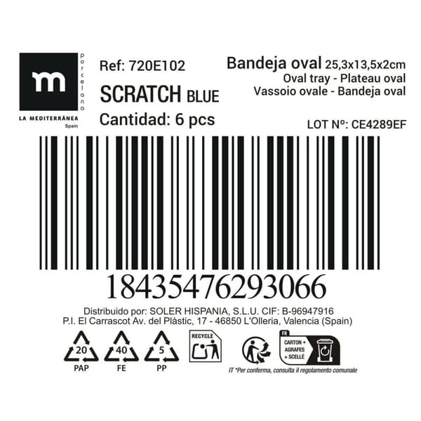 Servingsfat La Mediterránea Scratch blue (12 antal)