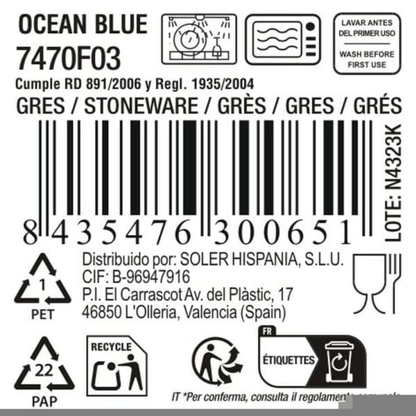 Flad Plade La Mediterránea Ocean blue (12 enheder)