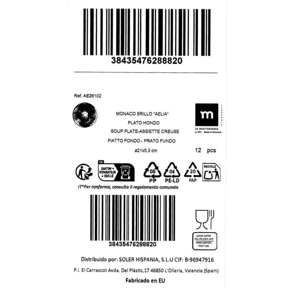 Dyp plate La Mediterránea Aelia Ø 21 cm (12 enheter)