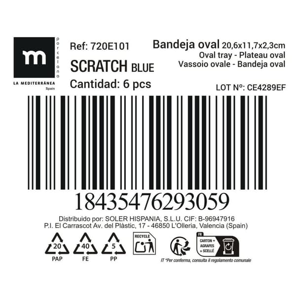 Servingsfat La Mediterránea Scratch blue (18 antal)