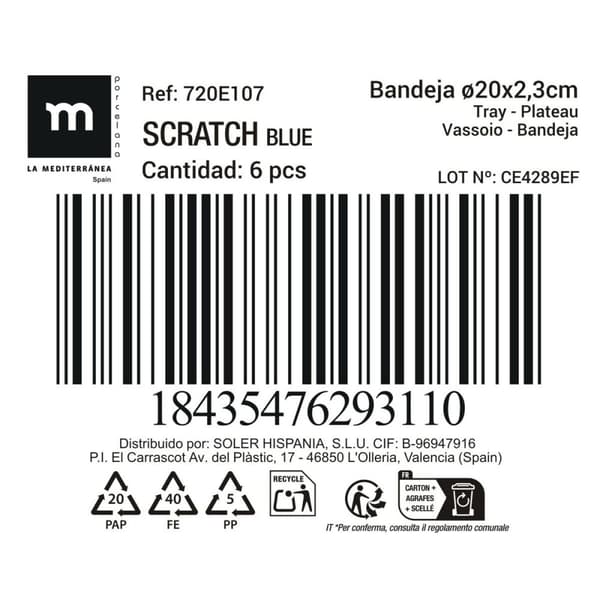 Servingsfat La Mediterránea Scratch blue (18 antal)
