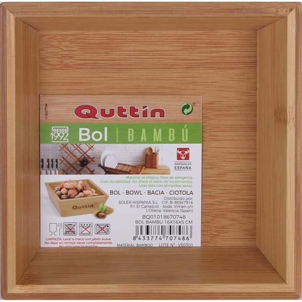 Snacksskål Quttin Bambu 16 x 16 x 5 cm (12 antal)