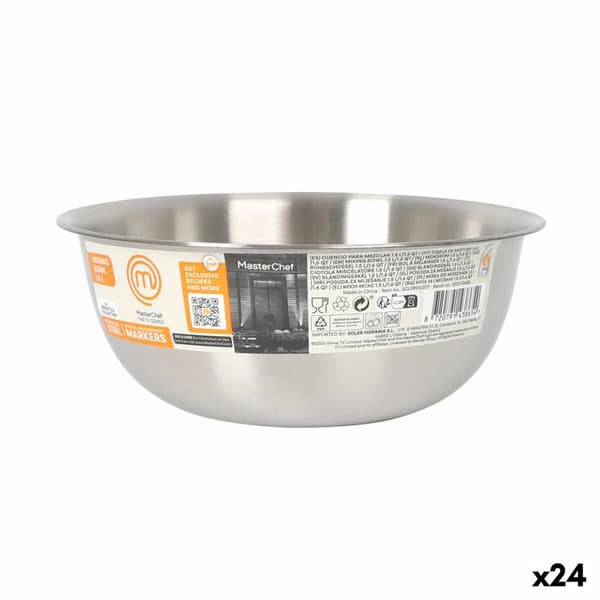 Skål MasterChef Rustfrit stål 1,2 L 19 x 7,5 cm (24 enheder)