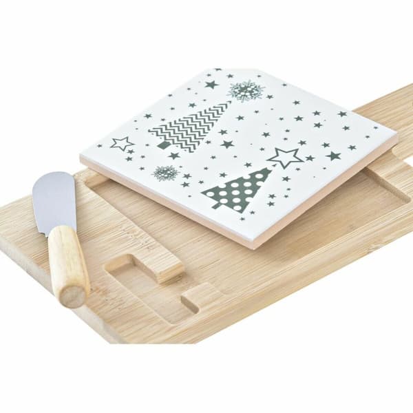 Forrettsett DKD Home Decor Hvit Grønn Bambus Steintøy (21,5 x 11,8 x 1,5 cm)
