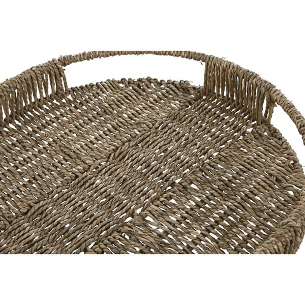 Uppsättning med Brickor Home ESPRIT Naturell Tropiskt 45 x 45 x 7 cm (3 antal)