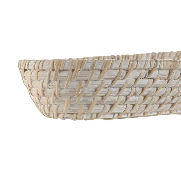 Uppsättning med Brickor Home ESPRIT Vit Naturell 44 x 18 x 7 cm
