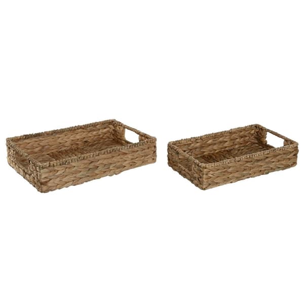 Uppsättning med Brickor Home ESPRIT Naturell Tropiskt 40 x 26 x 9 cm (2 antal)