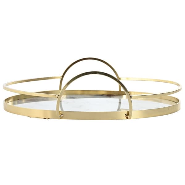 Uppsättning med Brickor Home ESPRIT Vit Gyllene Modern 30 x 30 x 6 cm (2 antal)