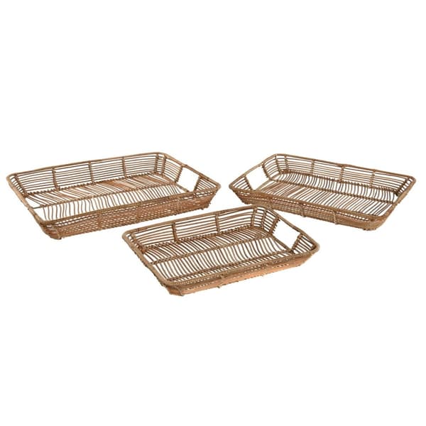 Uppsättning med Brickor Home ESPRIT Naturell Tropiskt 44 x 32 x 6 cm (3 antal)