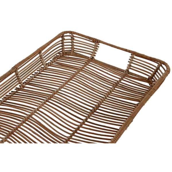 Uppsättning med Brickor Home ESPRIT Naturell Tropiskt 44 x 32 x 6 cm (3 antal)