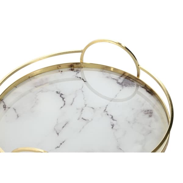 Uppsättning med Brickor Home ESPRIT Vit Gyllene Modern 30 x 30 x 6 cm (2 antal)