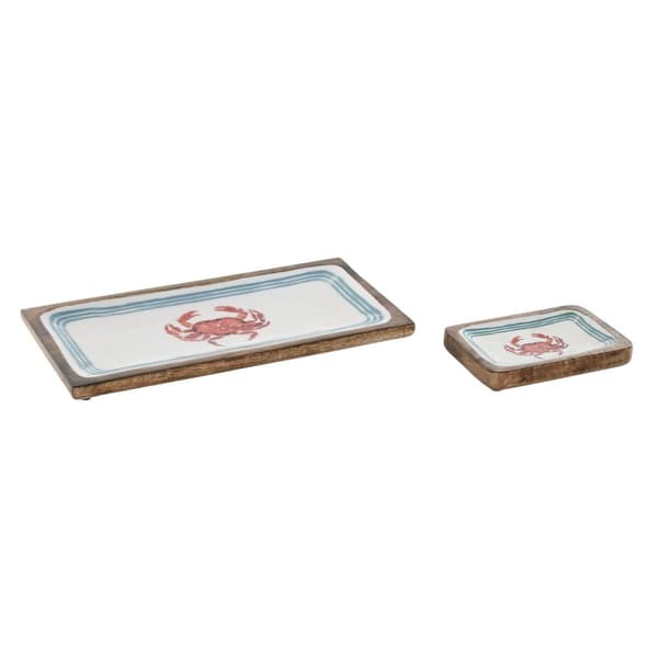 Uppsättning med Brickor Home ESPRIT Multicolour Medelhavs 40 x 19 x 2,5 cm (2 antal)