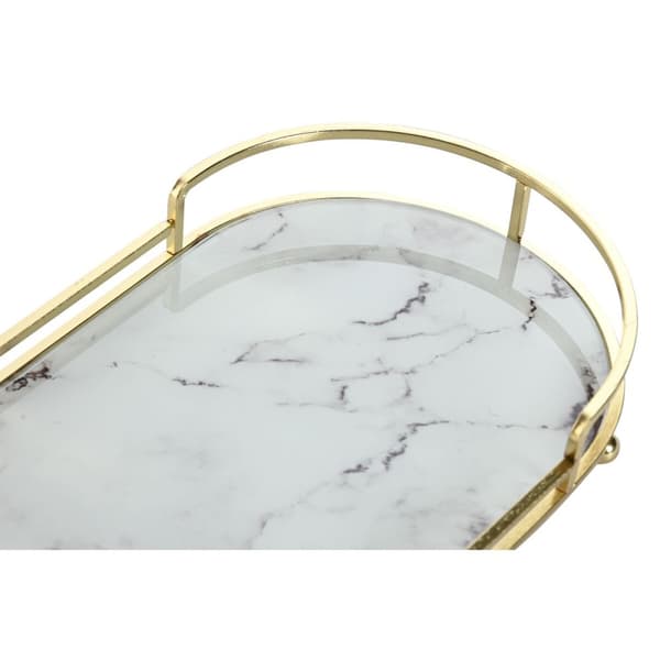 Tarjotinsetti Home ESPRIT Valkoinen Kullattu Moderni 31 x 17 x 5 cm (2 osaa)