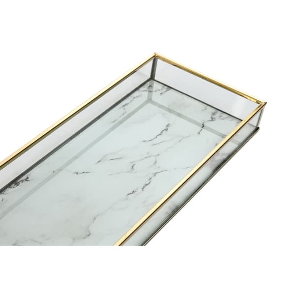 Bakkesæt Home ESPRIT Hvid Gylden Moderne 42 x 15 x 4 cm (2 enheder)